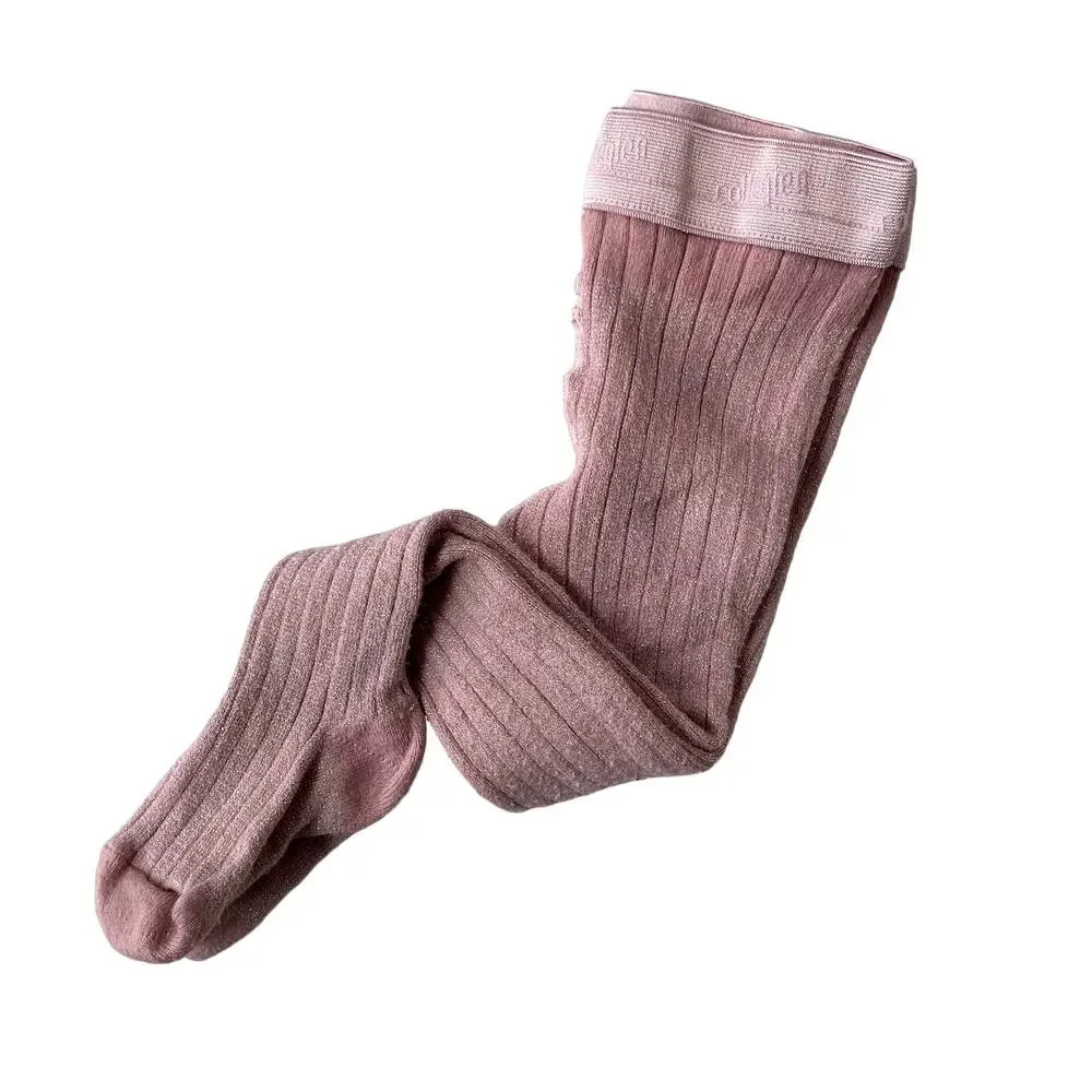 Collegien Glitter Ribbed Tights - Pink - 1Y